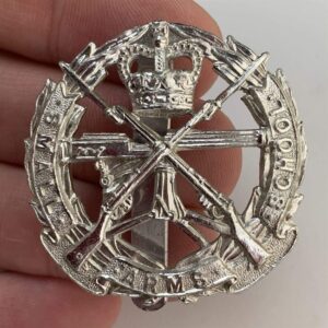 Small Arms School Staybrite Anodised Cap Badge - Staybright