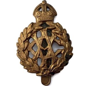 WW1 Army Veterinary Corps AVC ALL BRASS 1916 Economy Issue Cap Badge