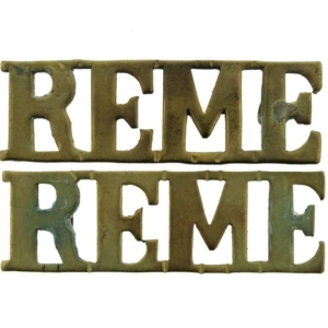 WW2 Royal Electrical & Mechanical Engineers REME Shoulder Title PAIR
