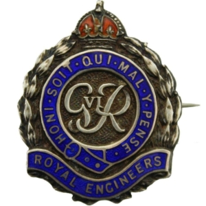 WW2 Royal Engineers Corps (George VI) STERLING Silver Sweetheart Brooch