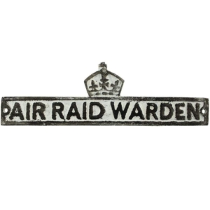 WW2 Air Raid Precautions Warden ARP Post Metal Door Plaque Sign