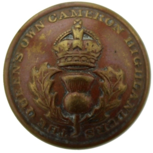 Queens Own Cameron Highlanders Regiment Scottish SMALL Tunic Button - 19mm