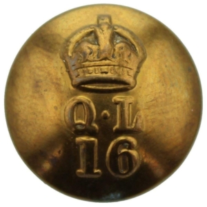 WW1 16th (The Queens Lancers) Regiment SMALL Tunic Button - 19mm