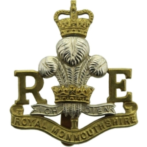 Royal Monmouthshire Royal Engineers Militia Cap Badge - Queens Crown