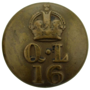 WW1 16th (The Queens Lancers) Regiment SMALL Tunic Button - 19mm