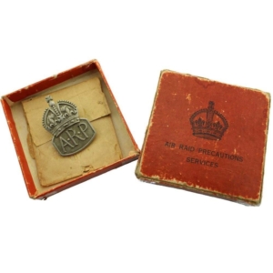WW2 ARP Warden (Air Raid Precautions) Silver Lapel Badge & BOX - MENS