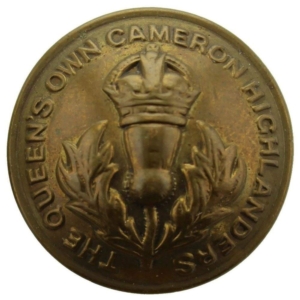 Queens Own Cameron Highlanders Regiment Scottish Tunic Button - 26mm