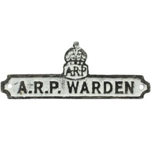 WW2 Air Raid Precautions Warden ARP Post Metal Door Plaque Sign