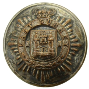 VICTORIAN East Surrey Regiment Tunic Button QVC - 25mm