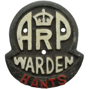 WW2 Air Raid Precautions Warden Hampshire ARP Post Metal Door Plaque Sign