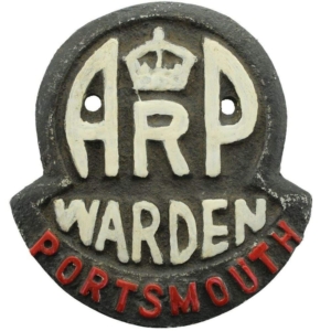 WW2 Air Raid Precautions Warden Portsmouth ARP Post Metal Door Plaque Sign