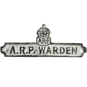 WW2 Air Raid Precautions Warden ARP Post Metal Door Plaque Sign