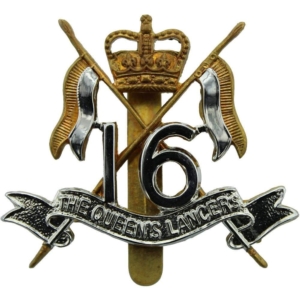 16th (The Queens Lancers) Regiment Cap Badge J.R. GAUNT B'HAM - Queen's Crown