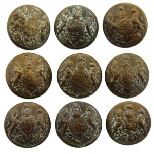Group of 9x General Service Corps Regiment SMALL Tunic Buttons - 18mm