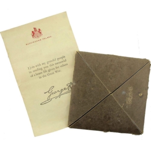 WW1 Death Penny / Memorial Plaque Cardboard Issue Cover & Letter Insert Slip