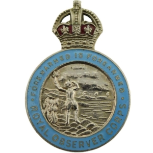 WW2 Royal Observer Corps ROC Lapel Badge - CROWN VERSION
