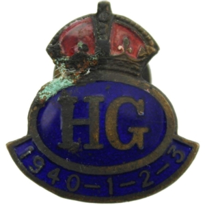 WW2 Home Guard Servicemans Enamel HG Lapel Badge 1940-1-2-3