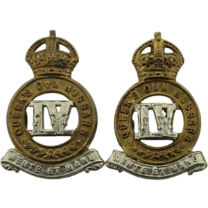 4th Queens Own Hussars Regiment Collar Badge PAIR