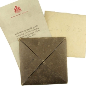 WW1 Death Penny / Memorial Plaque Cardboard Issue Cover & Letter Insert Slip - SEE DESCRIPTION FOR CONDITION