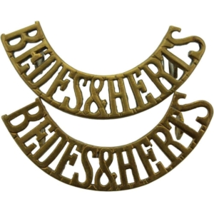 Bedfordshire and Hertfordshire Regiment Shoulder Title PAIR
