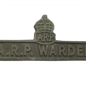 WW2 Air Raid Precautions Warden ARP Post Metal Door Plaque Sign