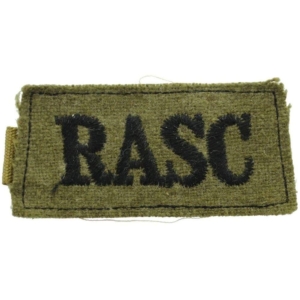 WW2 Royal Army Service Corps RASC Cloth SLIP-ON Shoulder Title Badge Flash