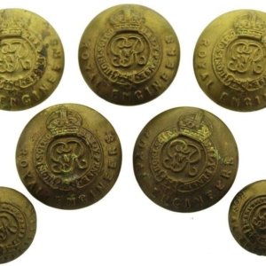 WW1 Royal Engineers Corps (George V) Tunic Buttons Group x7 - 25mm & 18mm