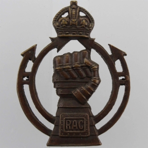 WW2 Royal Armoured Corps BRONZE Officers Collar Badge