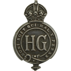 WW2 Home Guard Servicemans HG WHITE METAL Lapel Badge