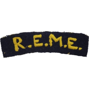 WW2 Royal Electrical & Mechanical Engineers REME Cloth Shoulder Title Badge Flash