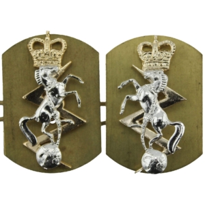 Royal Electrical & Mechanical Engineers REME Staybrite Anodised Collar Badge PAIR - Staybright
