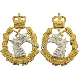 Royal Army Dental Corps RADC Dentist GILT Collar Badge PAIR - Queens Crown