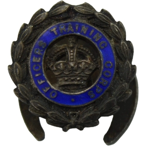 Officers Training Corps OTC Lapel Badge - HALLMARKED Silver