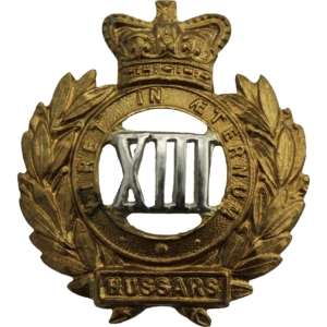 VICTORIAN 13th Hussars Regiment Collar Badge - Queen Victoria Crown