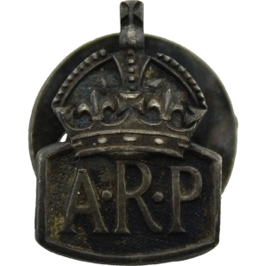 WW2 ARP Warden (Air Raid Precautions) HALLMARKED Silver SMALL Lapel Badge