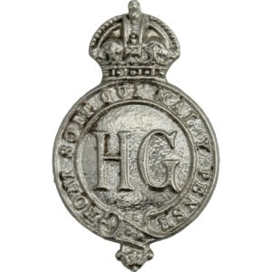 WW2 Home Guard Servicemans HG WHITE METAL Lapel Badge