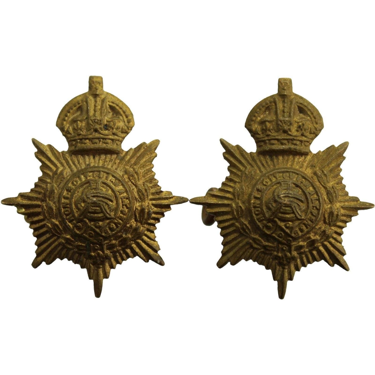 WW1 Army Service Corps ASC Collar Badge PAIR - British Military Badges