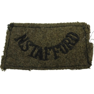 WW2 North Staffordshire Regiment Cloth SLIP ON Shoulder Title Badge Flash