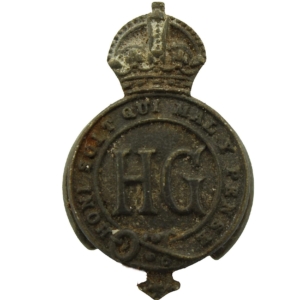 WW2 Home Guard Servicemans Enamel HG WHITE METAL Lapel Badge