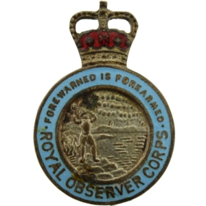 Royal Observer Corps ROC Lapel Badge - QUEENS CROWN VERSION