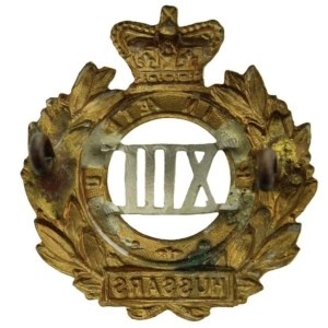 VICTORIAN 13th Hussars Regiment Cap Badge - Queen Victoria Crown