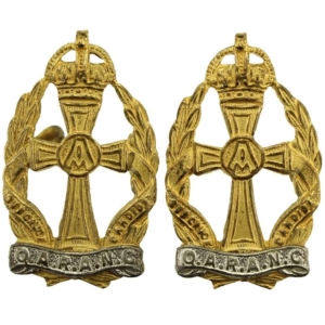 Queen Alexandras Royal Army Nursing Corps QARANC Alexandra's GILT Collar Badge PAIR