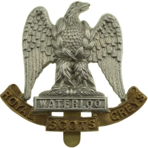 Royal Scots Greys Regiment Cap Badge - FIRMIN LONDON Makers Mark
