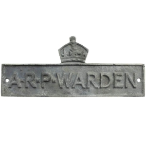 WW2 Air Raid Precautions Warden ARP Post Metal Door Plaque Sign