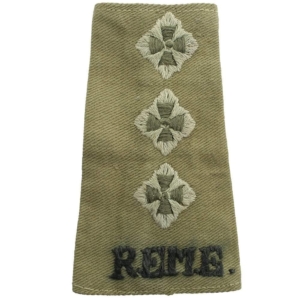 WW2 Royal Electrical & Mechanical Engineers REME Officers CLOTH Slip-On Epaulette Insignia Pips - Rank of Captain