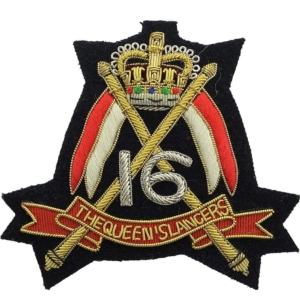16th (The Queens Lancers) Regiment Cloth Wire BULLION Veterans Blazer Badge