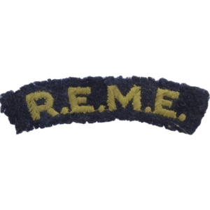 WW2 Royal Electrical & Mechanical Engineers REME Cloth Shoulder Title Badge Flash