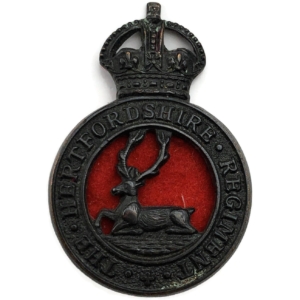OFFICERS The Hertfordshire Regiment BRONZE Officer's Cap Badge