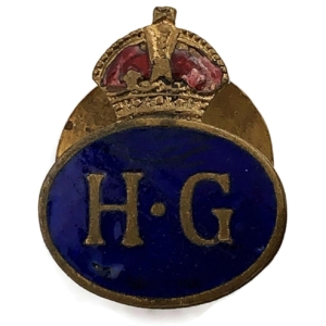 WW2 Home Guard Servicemans Enamel HG Lapel Badge