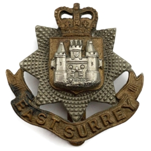 East Surrey Regiment Cap Badge - Queens Crown